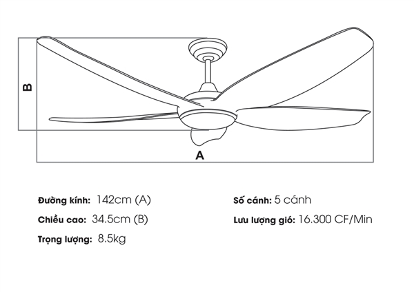 Quạt trần KAIYOKUKAN HIRO 219 OAK
