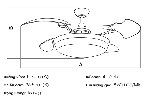 Quạt trần KAIYOKUKAN TOYA 214 W