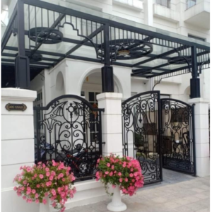 Cửa cổng sắt, mái kính CSMK03