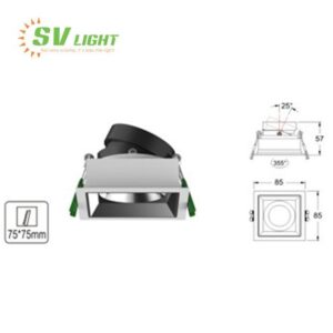 Đèn led Spotlight âm trần vuông 6W 9W 12W 15W SVC-75V1