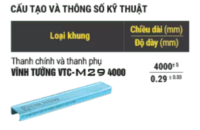 Khung trần chìm Vĩnh Tường M29 cau tao va thong so ky thuat khung tran chim vinh tuong m29